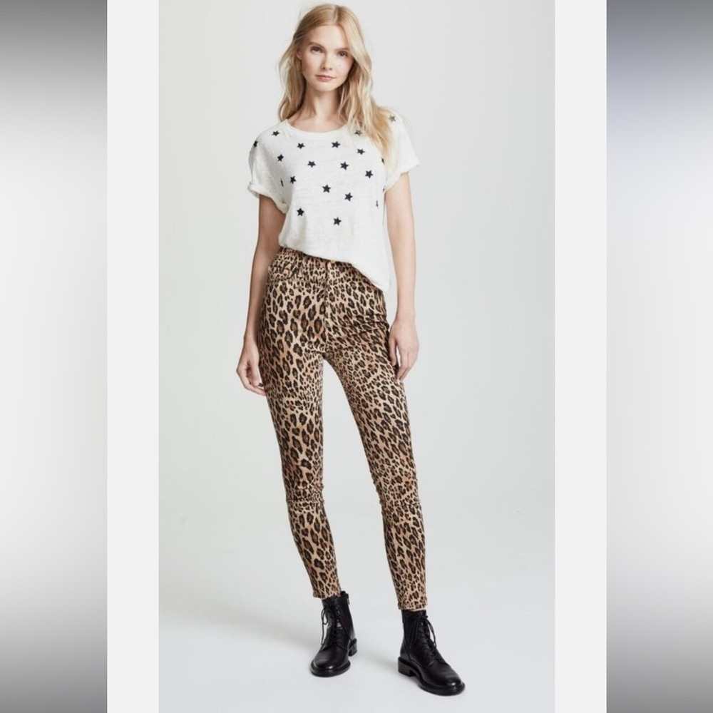Frame Denim Ali High Rise Cigarette Animal Leopard Print Skinny Jeans